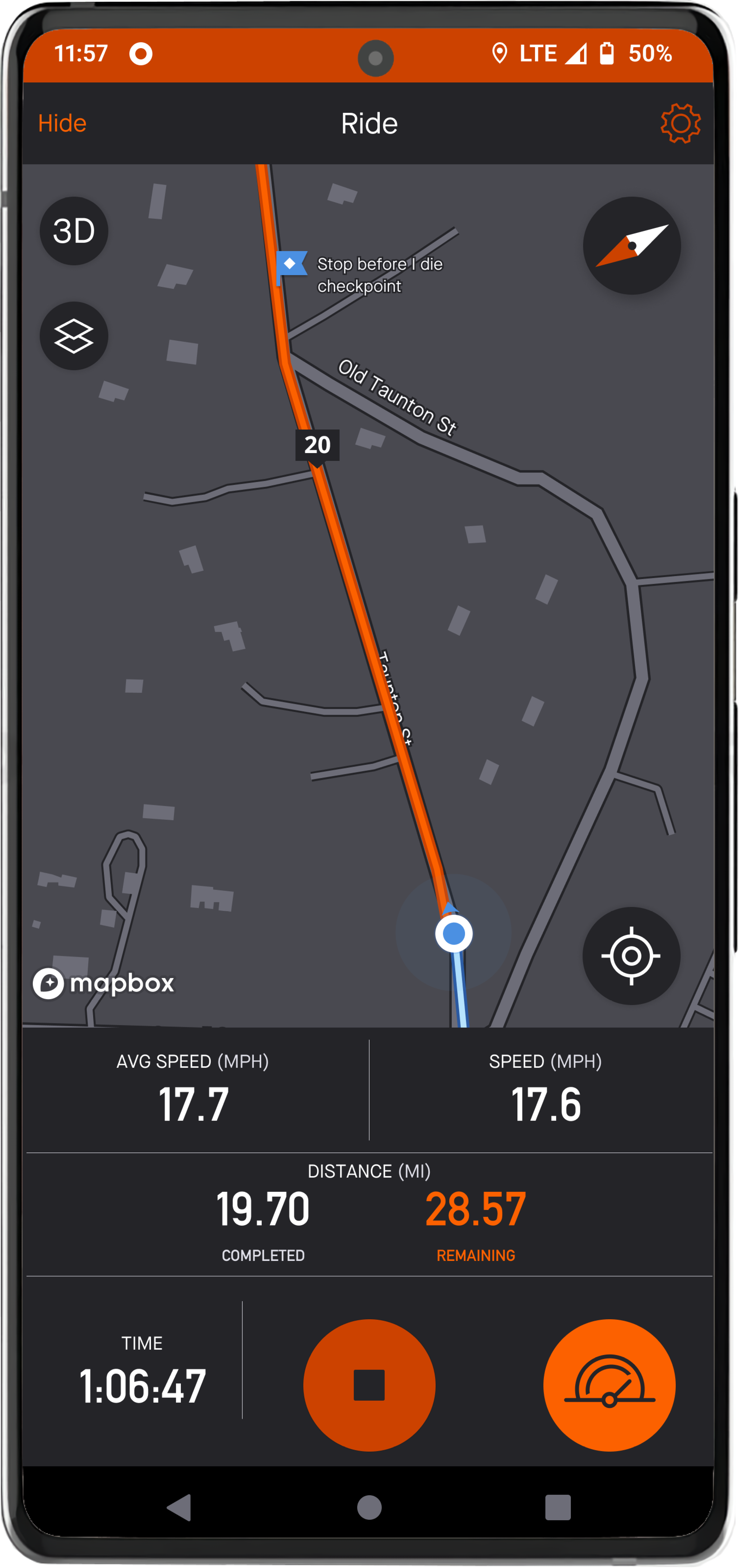 New combined map and metrics view in dark mode